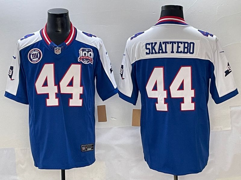 Men 2025 New York Giants #44 Skattebo Blue Throwback Three generations Nike Limited NFL Jersey style 2->new york giants->NFL Jersey